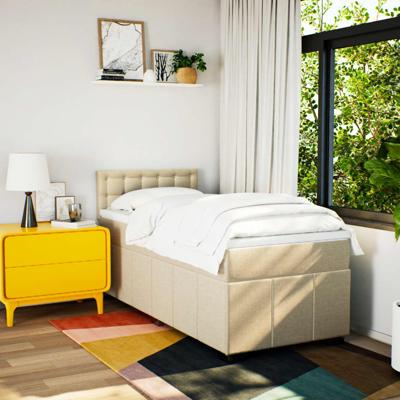 Boxspring met matras stof crèmekleurig 160x200 cm