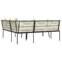 Loungeset met kussens staal en textileen zwart - thumbnail