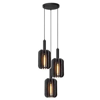 Lucide RAFAL - Hanglamp - Ø 50 cm - 3xE27 - Grijs