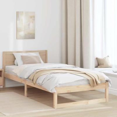 Bedframe met hoofdeinde Naturel 90 x 190 cm Massief grenenhout