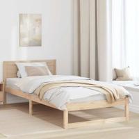 Bedframe met hoofdeinde Naturel 90 x 190 cm Massief grenenhout - thumbnail