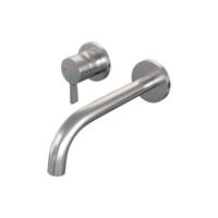 Inbouw wastafelmengkraan met gebogen uitloop, rozetten model E2 RVS geborsteld PVD - thumbnail