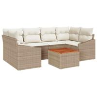 Tuinbankenset met opslag 7 pcs Beige en Crème poly rattan - thumbnail