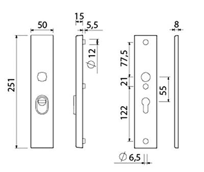 AMI veiligheidsschilden 251/15 - SKG*** met kerntrek - PC 55 - deurdikte 38/42 mm - zwart - 739710
