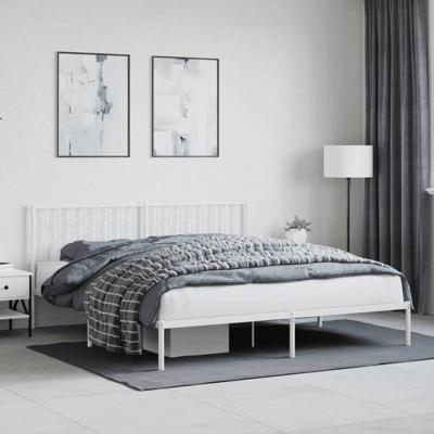 Bedframe met hoofdbord metaal wit 183x213 cm Bedframe met hoofdbord metaal wit 183x213 cm