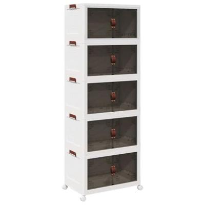 VidaXL Opbergbox stapelbaar met wielen 5-laags 75 l 64x40x179 cm