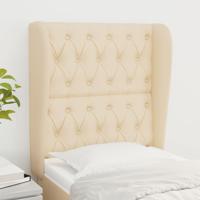 Hoofdbord met randen 83x23x118/128 cm stof crèmekleurig - thumbnail