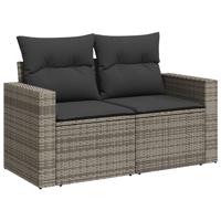 7-delige Loungeset met kussens poly rattan grijs - thumbnail