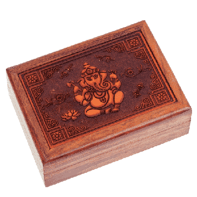 Tarotdoos ganesh gegraveerd - 17.5x13x6.5 - Hout