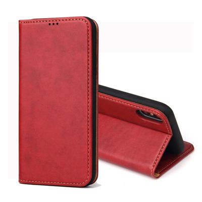 Dermis textuur PU horizontale Flip lederen case voor iPhone X/XS met houder & kaartsleuven & portemonnee (rood)