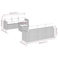 7-delige Loungeset met kussens poly rattan beige - thumbnail