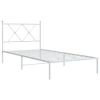 Bedframe met hoofdbord metaal wit 90x200 cm - thumbnail