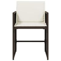 Tuinstoelen 4 st met kussens poly rattan bruin - thumbnail