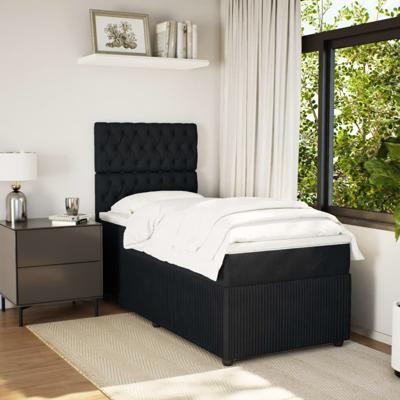 Boxspring met matras fluweel zwart 160x200 cm