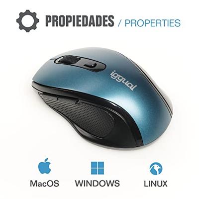 Muis iggual ERGONOMIC-M Blauw Zwart/Blauw Multicolour Muis iggual ERGONOMIC-M Blauw Zwart/Blauw Multicolour