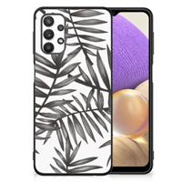 Samsung Galaxy A32 5G Bloemen Hoesje Leaves Grey - thumbnail