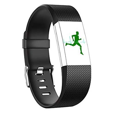 By Qubix - Compatible met Fitbit Charge 2 sportbandje - Maat: Large - Zwart - Compatible fitbit bandje