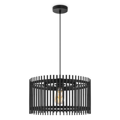 Boheemse Hanglamp - Bamboe Lampenkap - Rond - Zwart - Ø40 x 126 cm - E27 fitting - Ontworpen voor gebruik in slaapkamers en werkruimtes - Inclusief 1 meter kabel