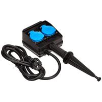 AS Schwabe 60680 Buitenstopcontact 2-voudig Zwart, Geel Met grondspies - thumbnail