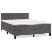 Boxspring met matras fluweel donkergrijs 140x200 cm - thumbnail