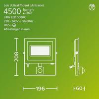 Philips LED Lois 929004643501 LED-buitenschijnwerper met bewegingsmelder 24 W Lichtkleur (naam): Koudwit - thumbnail