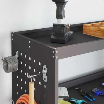 Gereedschapswagen met plank met wiel met opslag Zwart 75 x 35 x 73 cm Metaal