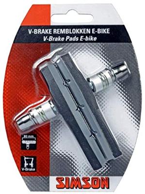 Simson Remblokken v-brake 80 x 13 mm zwart/grijs 2 stuks