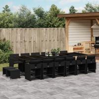 17-delige Tuinset met kussens poly rattan zwart - thumbnail