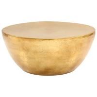 Salontafel 70x30 cm gehamerd aluminium messingkleurig - thumbnail