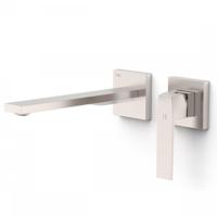 Wastafelmengkraan Inbouw Tres Slim Exclusive 2 Delen Lange Rechte Uitloop en Hendel RVS Tres - thumbnail