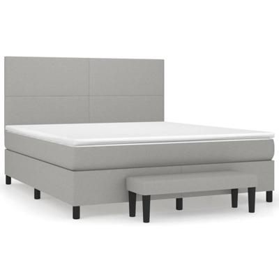 Boxspring met matras stof lichtgrijs 180x200 cm