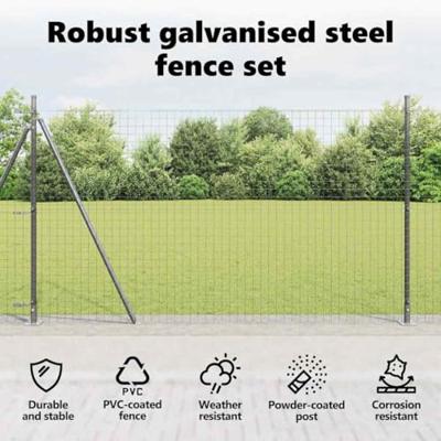 VidaXL Hek met paal grijs 1,4 x 10 m staal en pvc VidaXL Hek met paal grijs 1,4 x 10 m staal en pvc