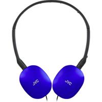 JVC HA-S160M-A - Flats opvouwbare en compacte hoofdtelefoon in glanzende trendy kleur, met schakelaar voor microfoon aan/uit, ideaal voor telewerken en online seminars (blauw) - thumbnail