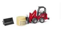 bruder Schäffer Compactlader 2630 met hooibalengrijper modelvoertuig - thumbnail