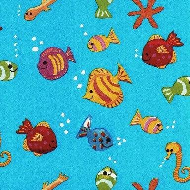 Cadeaupapier - Geschenkpapier - Blue sea and tropical fish 70 cm