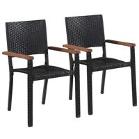 Tuinstoelen 2 st poly rattan zwart - thumbnail
