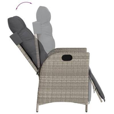 Tuinstoel verstelbaar met voetensteun poly rattan lichtgrijs - thumbnail