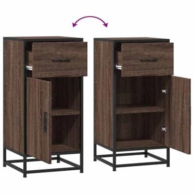 Dressoir 35,5x35x76 cm bewerkt hout en metaal bruin eikenkleur