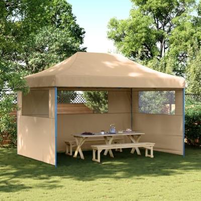 Partytent inklapbaar pop-up met 3 zijwanden beige