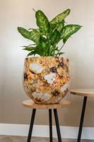 TS Collection bloempot cotton metaal 15x12cm cream - thumbnail