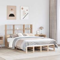 Bed met boekenkast zonder matras massief hout 140x190 cm - thumbnail