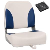 VidaXL Bootstoel 1 set met blauw-witte kussens inklapbaar - thumbnail