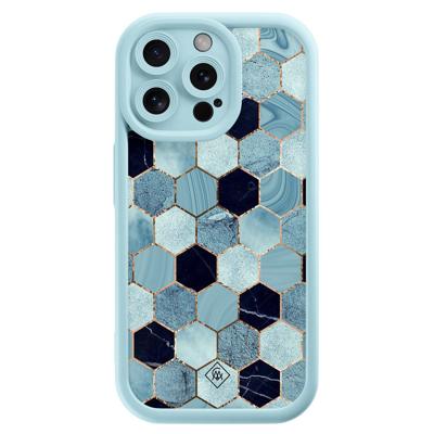 iPhone 15 Pro Max blauwe case - Blue cubes iPhone 15 Pro Max blauwe case - Blue cubes