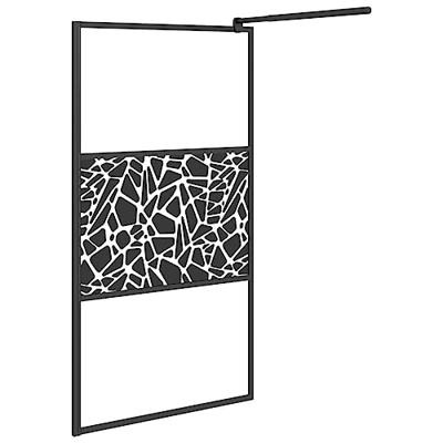 VidaXL Inloopdouchewand met stenenmotief 100x195 cm esg-glas zwart - thumbnail