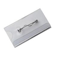 Badge transp met speld 74x40 mm 24 stuks - thumbnail