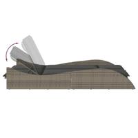 Ligbed met kussens 114x205x73 cm poly rattan grijs - thumbnail