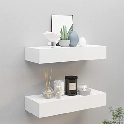 VidaXL Wandschappen 2 st met lade 60x23,5x10 cm mdf wit