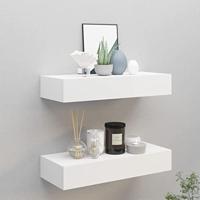 VidaXL Wandschappen 2 st met lade 60x23,5x10 cm mdf wit - thumbnail