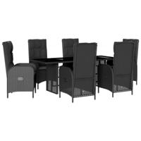 7-delige Tuinset met kussens poly rattan zwart - thumbnail