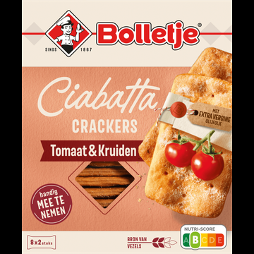 Bolletje Ciabatta Crackers Tomaat & Kruiden 8 x 2 Stuks 190 g bij Jumbo